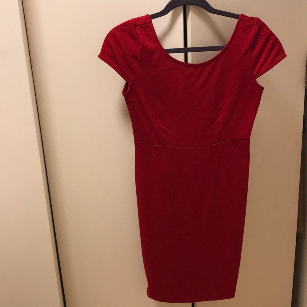 Red comfy cap sleeve dress